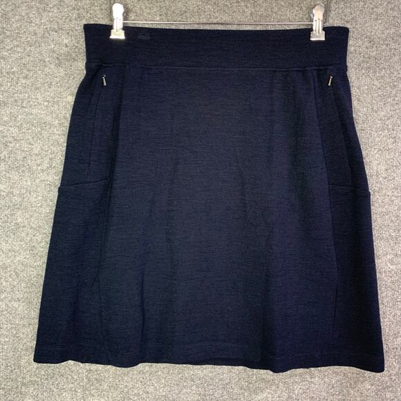 IBEX Merino Wool Blend Izzi A-Line Skirt in Size L Pockets Blue - Picture 1 of 9